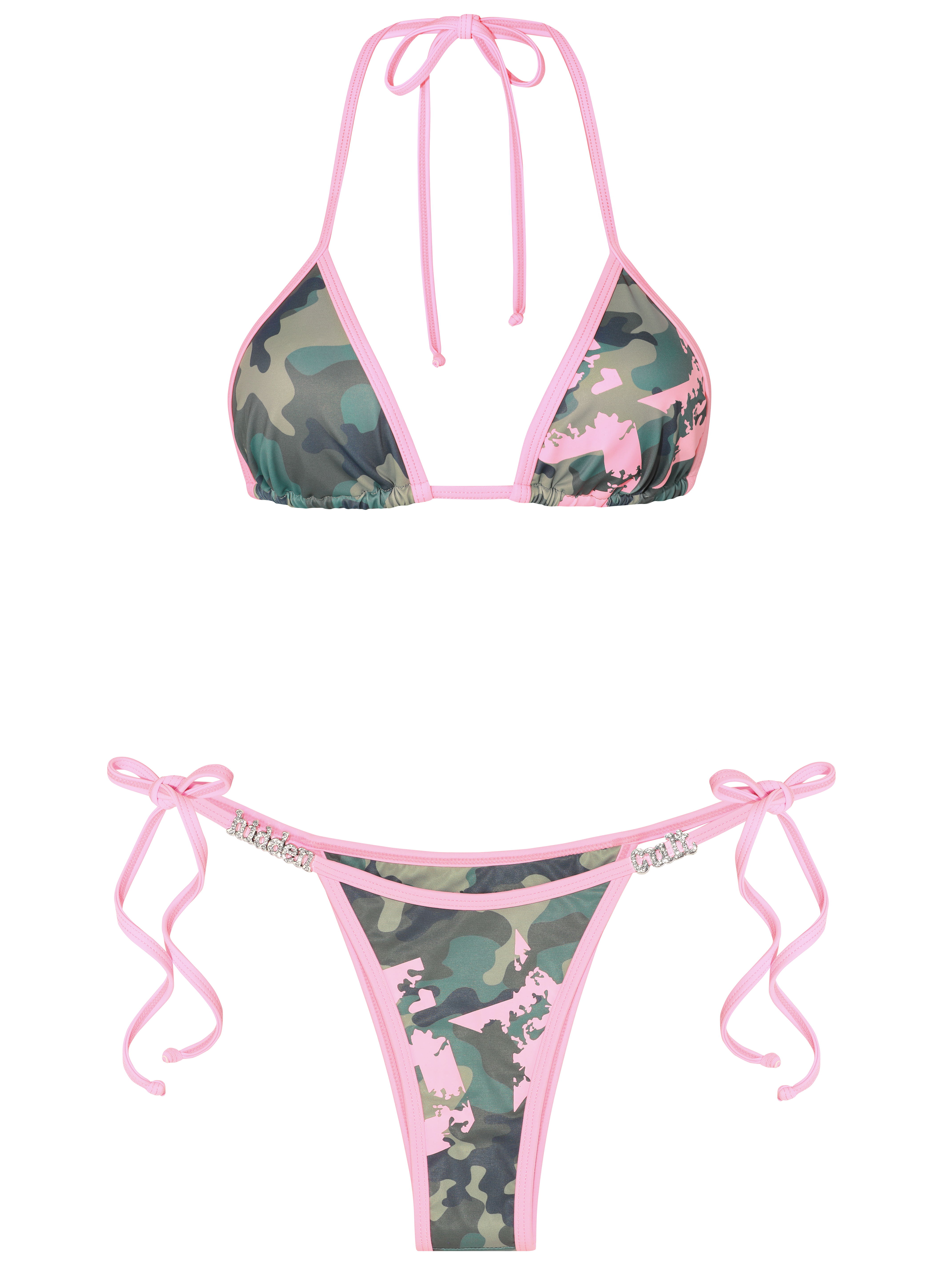 HIDDEN CULT 5 Star Camo Pink Bikini Set Camouflage string bikini swimwear Summer Vacation Vacay