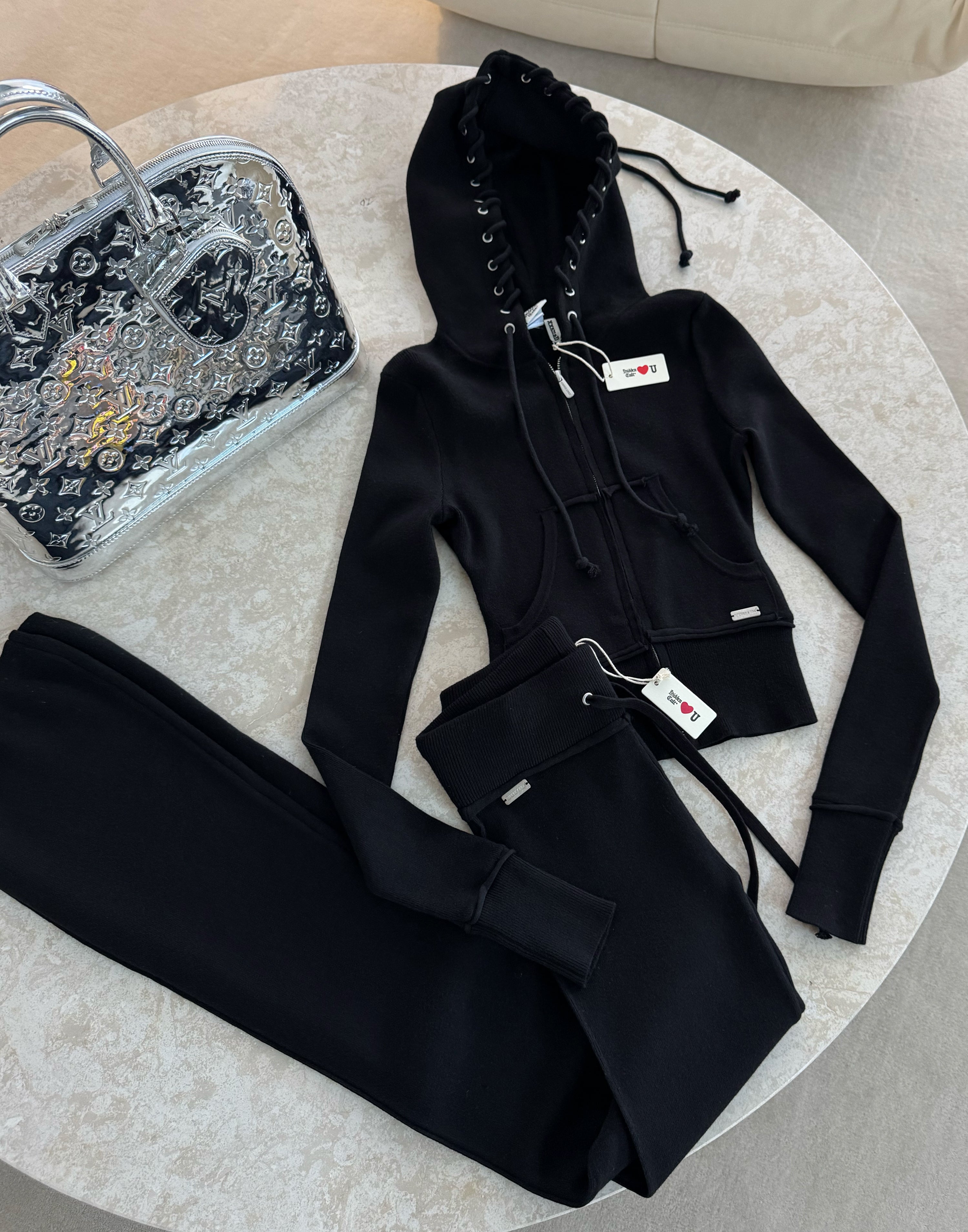 SIGN UP - Jet Black Soft Knit Set