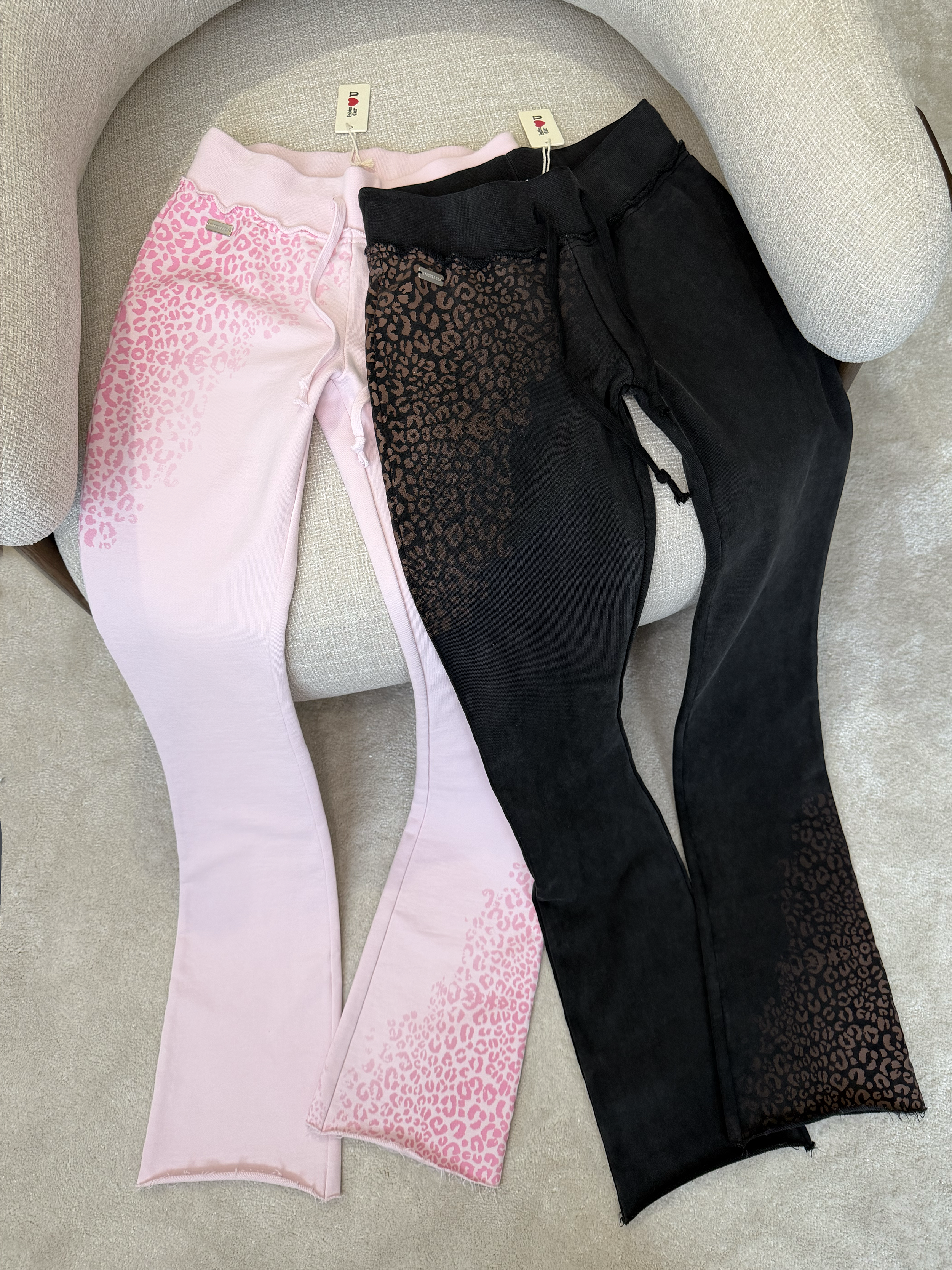 HIDDEN CULT Pink Cheetah Low Rise Pants y2k Bootcut pants distressed Tall Friendly Leopard TikTok