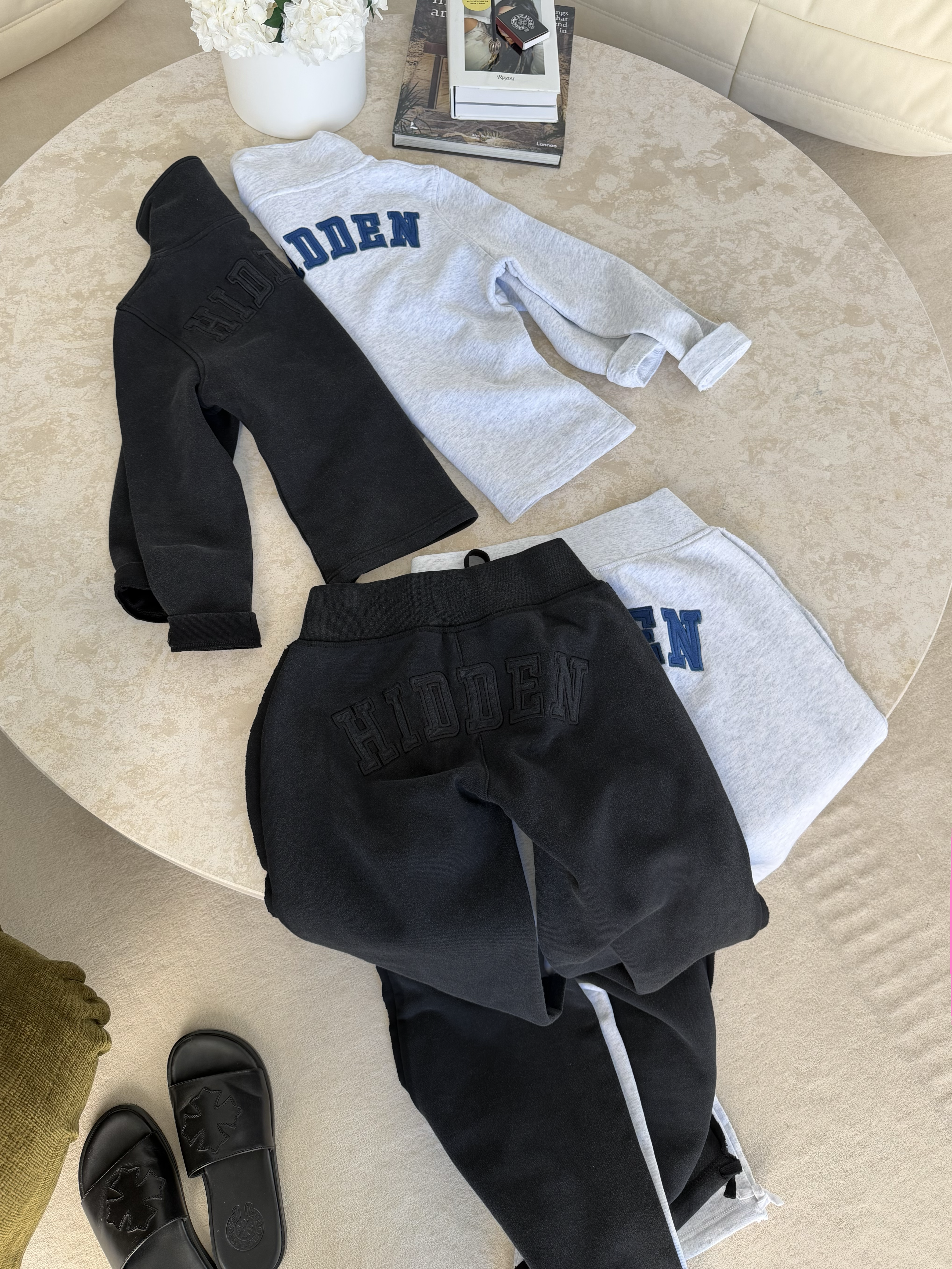 SIGN UP - Navy Cloud Grey Three-Quarter Zip Sweater