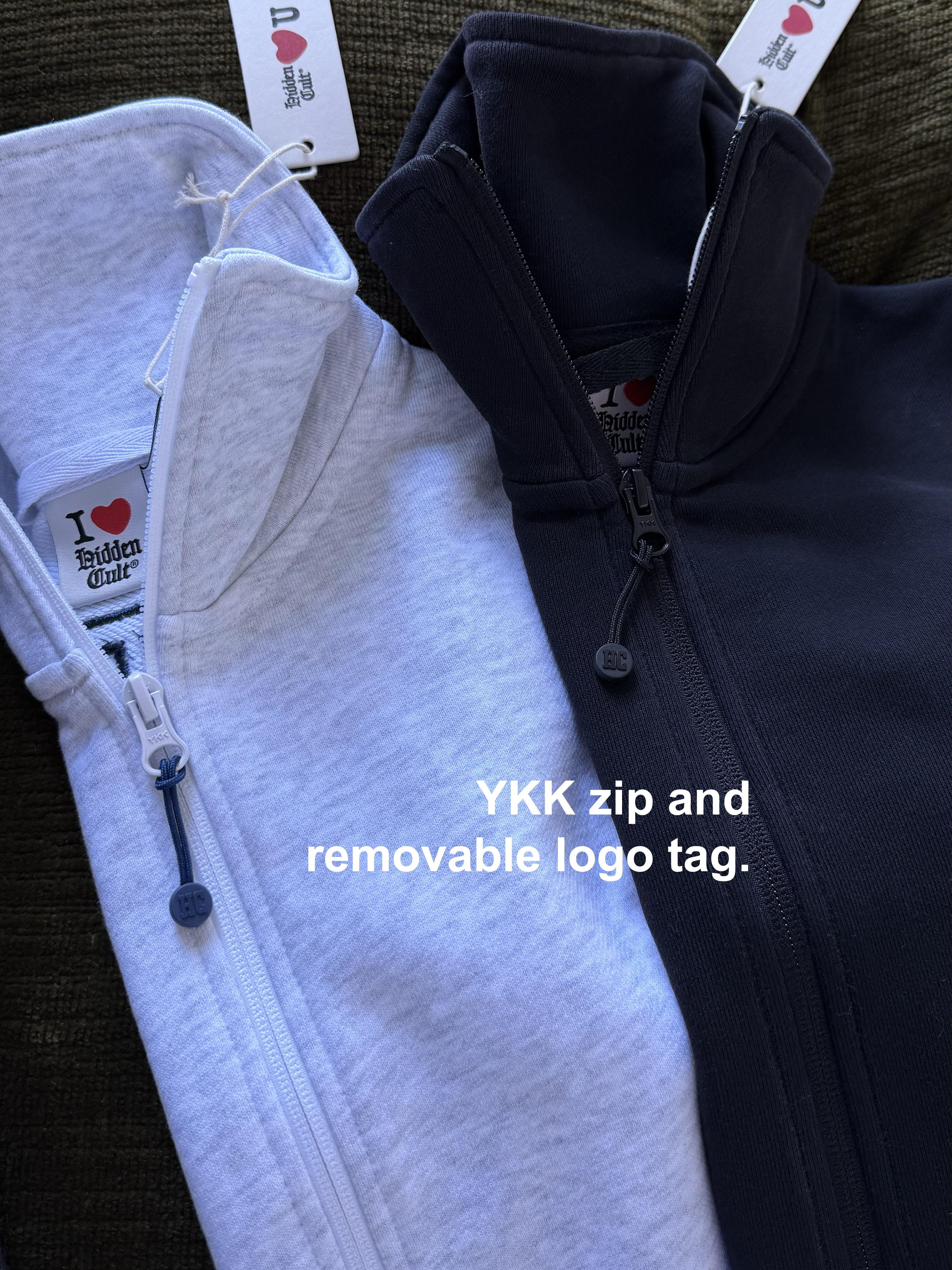 SIGN UP - Navy Cloud Grey Three-Quarter Zip Sweater