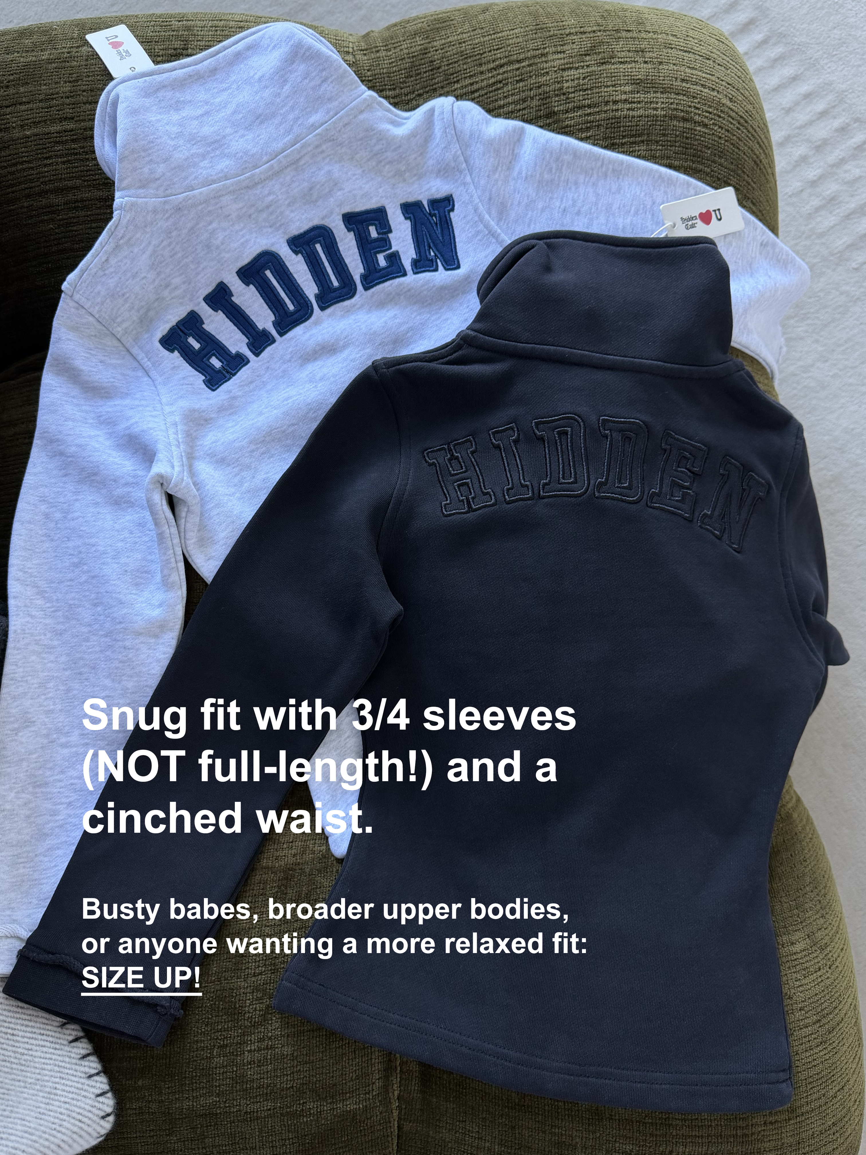 SIGN UP - Navy Cloud Grey Three-Quarter Zip Sweater
