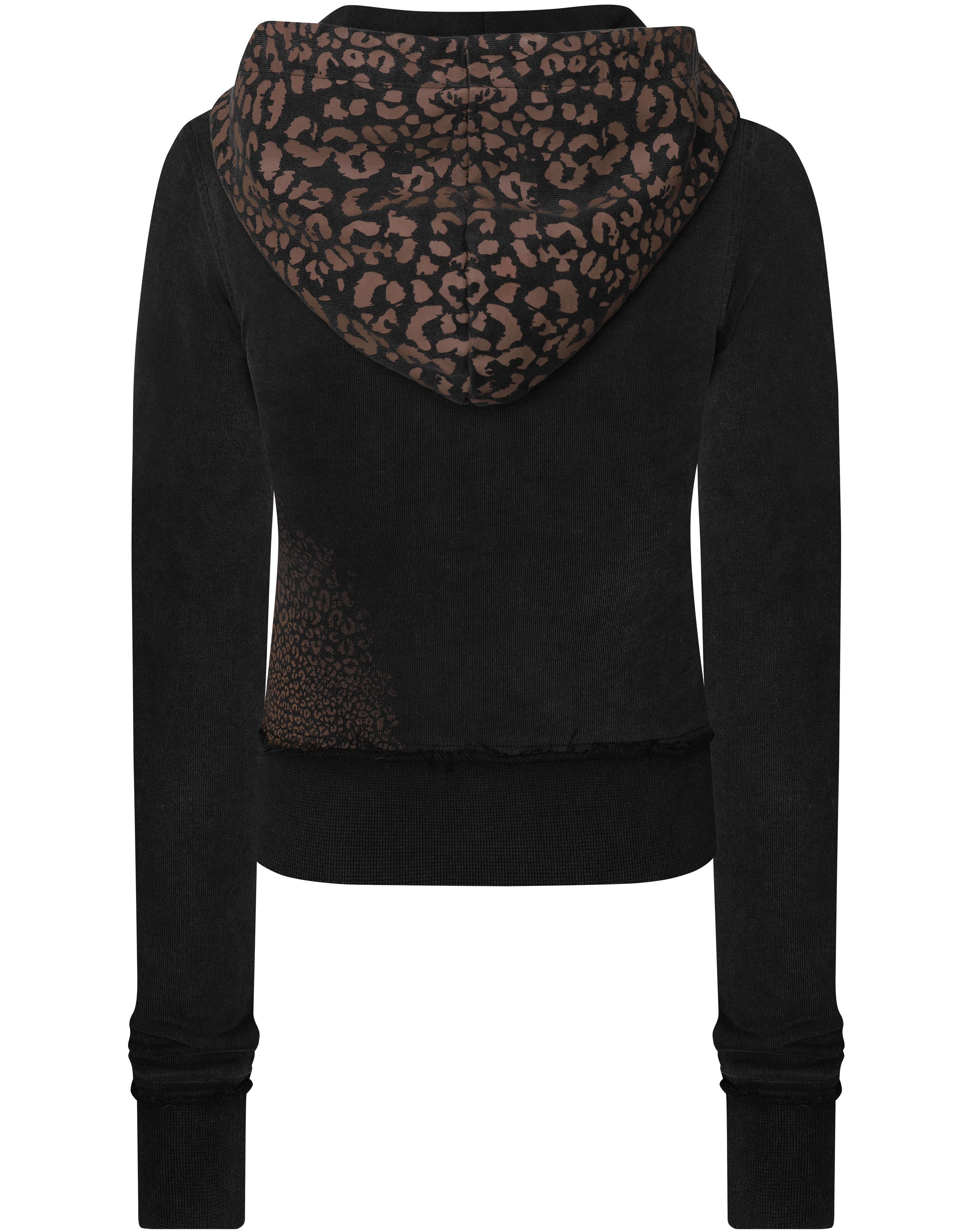 HIDDEN CULT Vintage Black Cheetah Zip Hoodie Distressed Slim fit Form fitted Leopard TikTok