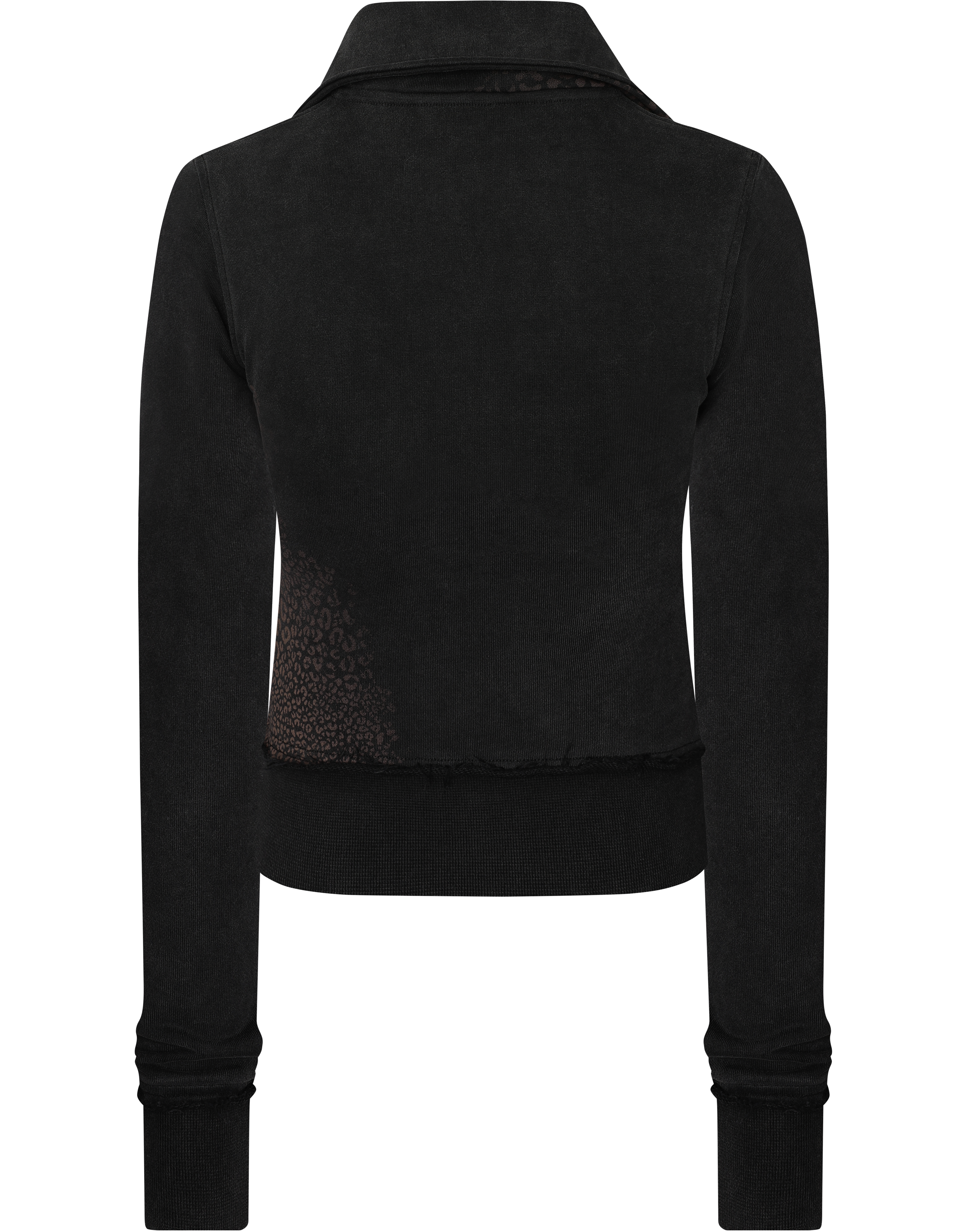 HIDDEN CULT Vintage Black Cheetah Track Jacket Womens Slim fit Form fitted Sweater TikTok Streetwear