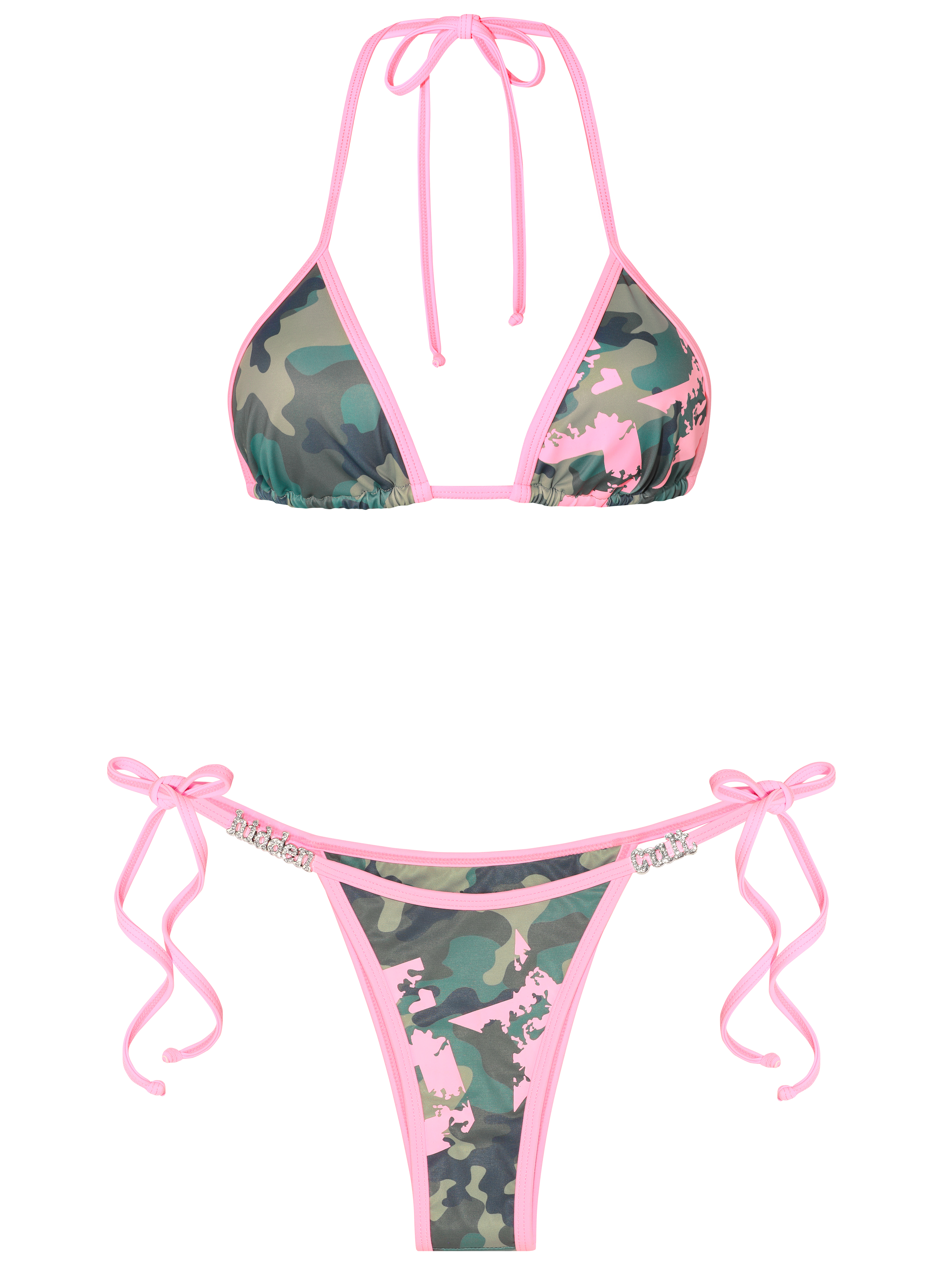 HIDDEN CULT 5 Star Camo Pink Bikini Set Camouflage string bikini swimwear  Summer Vacation Vacay