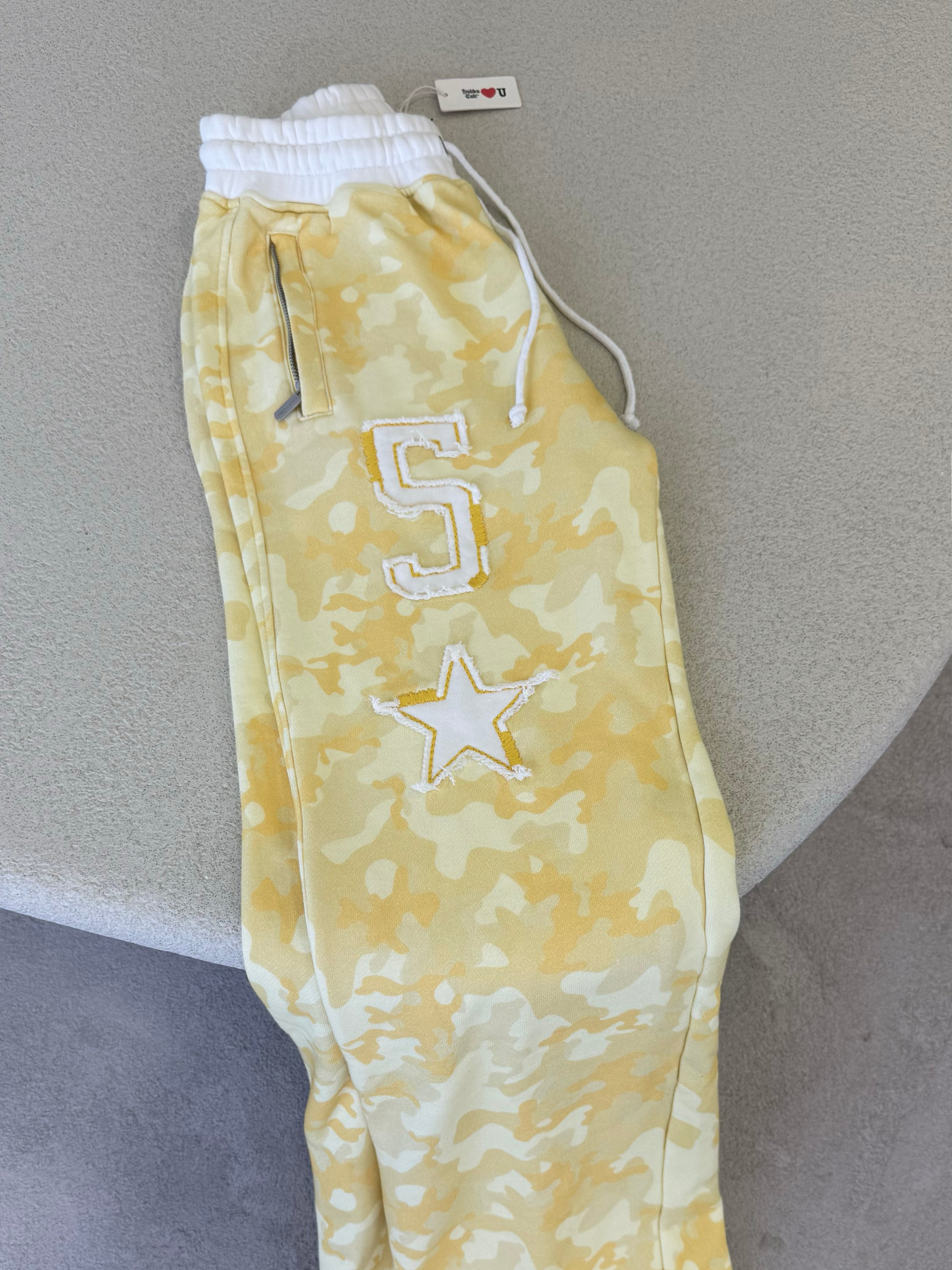 Yellow Camo Baggy Sweatpants